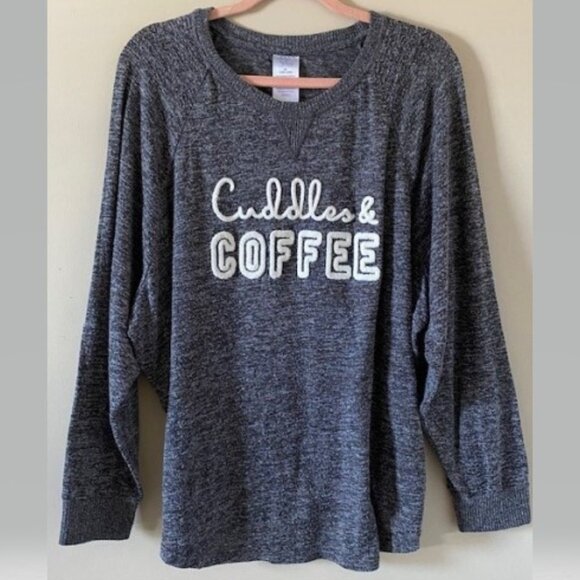 Grey "Cuddles & Coffee" Long Sleeve Lounge Top - Picture 1 of 3